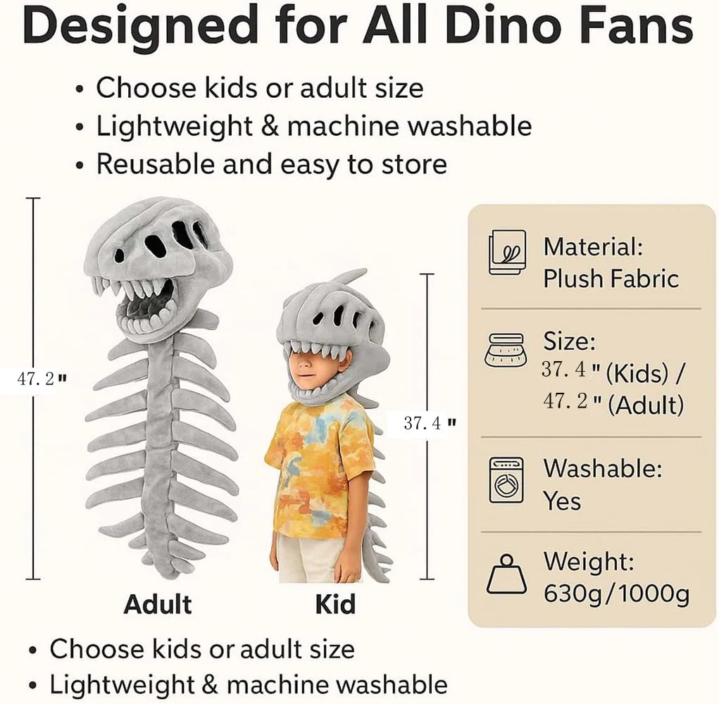 BoneBuddy Dinosaur Skeleton Hood & Spine